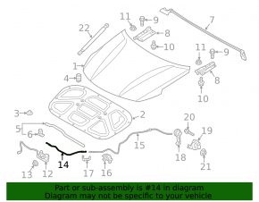 Hood release cable front part Kia Optima 17-20 hybrid