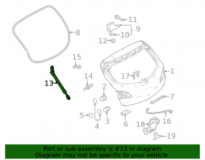 Right tailgate shock absorber for Mazda3 MPS 09-13