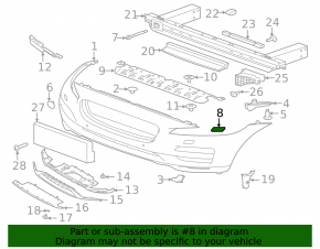 Left front bumper headlight washer cap for Jaguar F-Pace 21-23 R-Dynamic