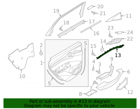 Rear left door trim molding for Audi E-Tron 19-23, chrome, with lighting connector