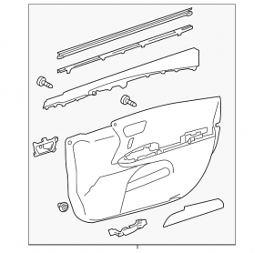 Door trim card front right Toyota Avalon 13-18 black with beige insert, armrest brown leather, scuffs used