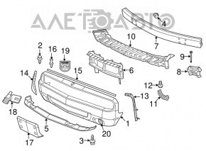 Bare front bumper for a 2014 Dodge Challenger