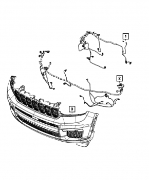 Jeep Grand Cherokee WL 21-23 front bumper wiring for radar and turn signal repeaters, long