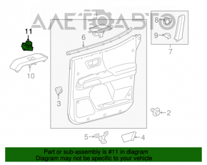 Rear right window lift control Toyota Highlander 14-19 black, manual