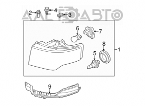 Front bumper mount left under headlight Ford Flex 09-12 prerest
