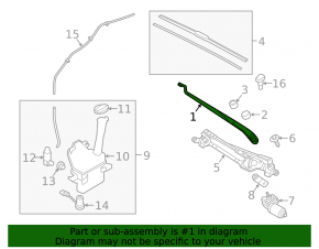 Right windshield wiper arm for Hyundai Sonata 15-19