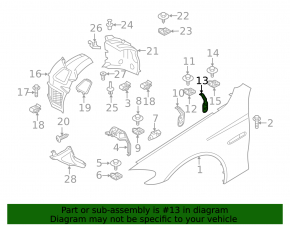 Front left wing bracket BMW 5 F10 11-16 rear second