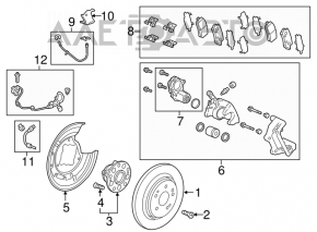Caliper assembly rear right Acura TLX 15-