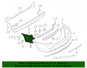 Left rear bumper mount for BMW 5 G30 21-23