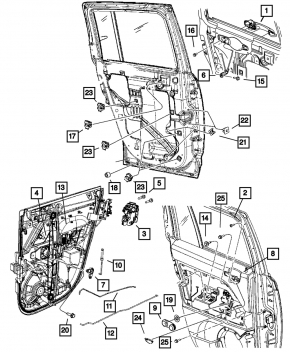 Manual window lift rear left Jeep Patriot 11-17