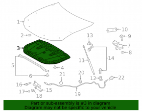 Hood insulation Lexus ES250 ES300h ES350 19-