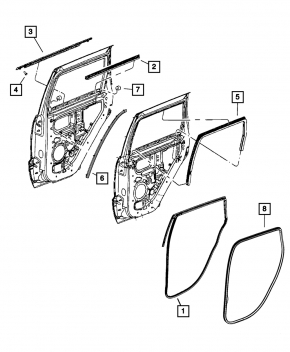 Molding door-glass central rear right Jeep Grand Cherokee WK2 11-21 chrome