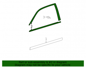 Door-glass molding, central front left, Toyota Highlander 2001-2007