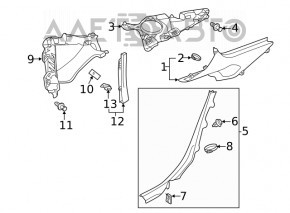 Fastening of the rear pillar trim left Audi A5 F5 17- 5D under the speaker