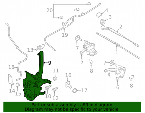 Ford Fusion mk5 13-15 windshield washer reservoir with sensor and cap