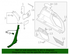 Audi E-Tron 19-23 black, worn rear pillar trim, lower right