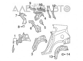 Rear left fender liner Toyota Prius 30 10-15