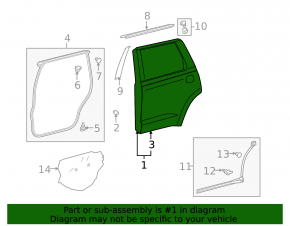 Door bare rear right Toyota Sequoia 08-16