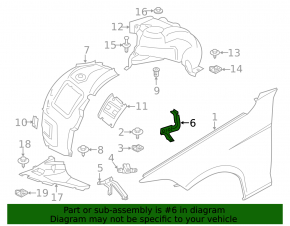 Upper rear right fender bracket for BMW 3 GT F34 14-19