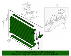 Radiator cooling water VW Passat b7 12-15 USA 2.5
