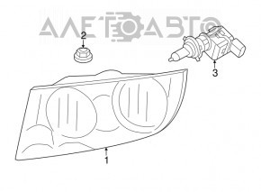 Headlight front right bare Jeep Compass 11-14 prerest light