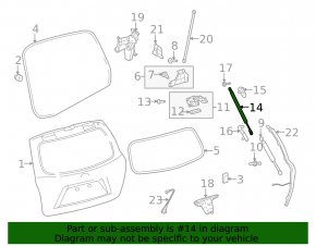 Shock absorber tailgate left Toyota Highlander 08-13