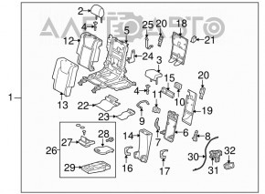 Rear seat armrest, 2nd row, Lexus RX350 10-12, gray leather