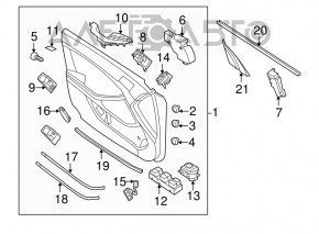 Kia Optima 11-16 front right door trim, gray