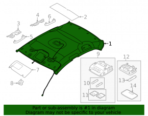 Headlining Hyundai Elantra UD 11-13 pre-rest, without sunroof, gray