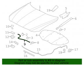 Hood release cable on the hood left Jaguar F-Pace X761 17-