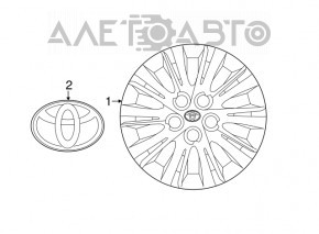 Wheel cap R16 5*114.3 Toyota Camry v50 12-14 usa, for painting, curb