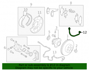 Rear right brake hose for Nissan Murano 09-14 AWD