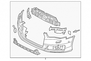 Bare front bumper Audi A6 C7 16-18 rest, s-line for parking sensors, for headlight washers, black, scratches, worn