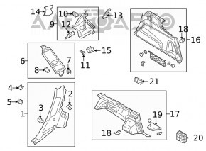 Rear seat tilt buttons left Audi Q7 16- black with overlay, in arch trim