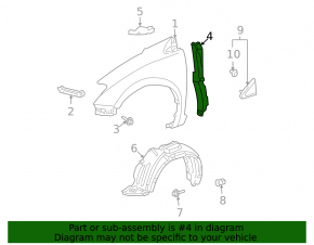 Right door-wing seal for Toyota Sienna 2010