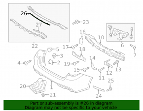 Molding rear bumper central Kia Optima 16-18 prerest chrome under 1 pipe break fastening