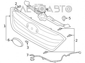 Subaru Outback 2020 grille without emblem, silver molding, chrome frame