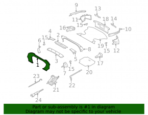 Black trunk trim behind the seats for a 2003-2008 Nissan 350z
