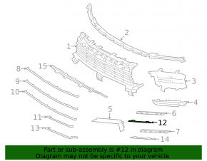 Upper molding for the right front bumper grille for Porsche Cayenne 19-23, gloss black, Base