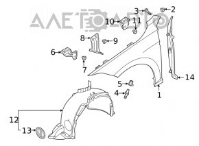 Front right fender VW Jetta 19-26 graphite LD7X, dented, scratches