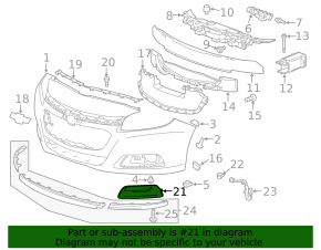 Right bumper grille Chevrolet Malibu 13-15 under fog lights