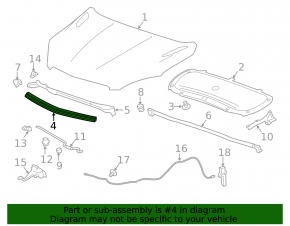 Front hood seal Chevrolet Trax 17-22 on the hood