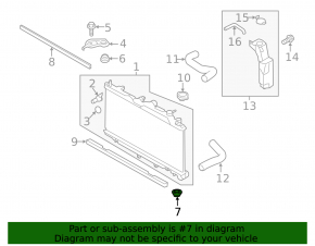 Radiator support lower left Subaru Outback 15-19 rubber