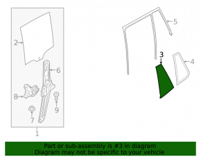 BMW X3 F25 11-17 rear right triangle door glass, tinted, broken fasteners