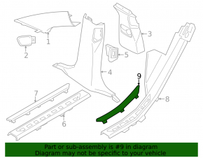 Rear left door sill insert for BMW X7 G07 19-26 chrome with backlight for 7 seats, M-Sport