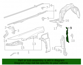 Upper left door-wing seal for Lexus RZ 23-26