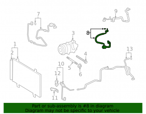 The air conditioner compressor-heater hose for a Lexus LS460 07-17 is short.