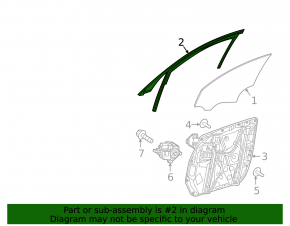 Front left door glass seal Mercedes W213 E 17-23