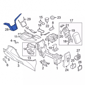 Dashboard trim center lower Ford C-max MK2 13-18 gray, black gloss, scratches