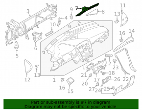 Upper central dashboard trim Ford Fusion mk5 17-20 brown, fracture